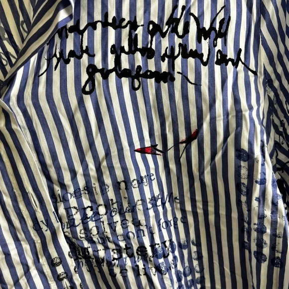 Chico’s • Blue & White Stripe Martini Button Up Conversational Shirt - Picture 6 of 8